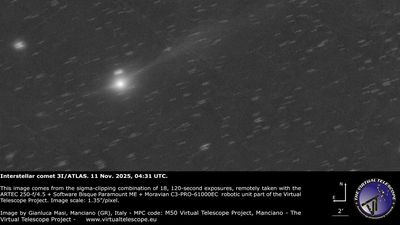 Watch interstellar comet 3I/ATLAS speed away from the sun in free telescope livestream on Nov. 18