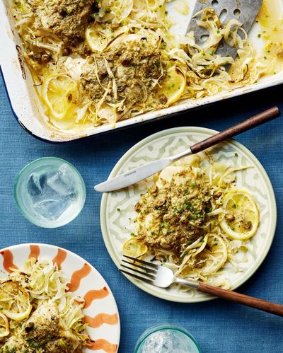 Georgina Hayden’s quick and easy recipe for roast hake with caper anchovy butter