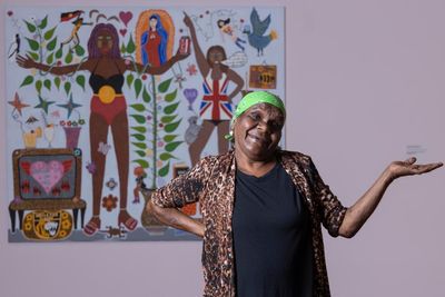 The joyful world of Kaylene Whiskey: the Indigenous artist pulling Dolly Parton and Wonder Woman into the outback