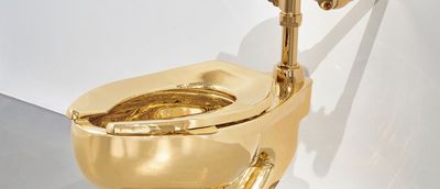 Bidding begins at $10 million. How much will this solid gold toilet sell for?