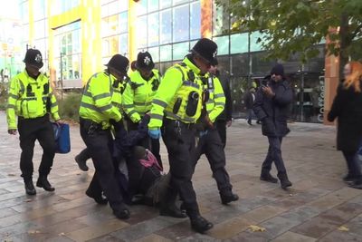 Pro-Palestine supporters carried away by police at Nottingham protest