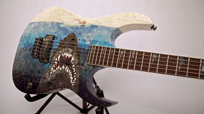 “This guitar represents a whole year of my life”: This insane Jaws guitar was made using thousands of tiny pieces of paper from Guitar World magazines – now it’s going up for auction