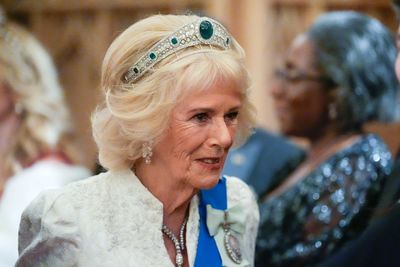 Queen Camilla wears Princess Eugenie’s wedding day tiara to glittering Windsor reception