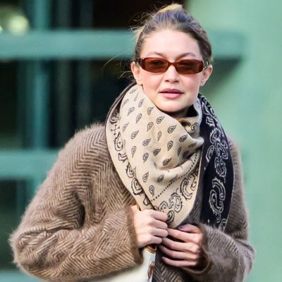 Gigi Hadid's $1,950 Canvas Tote Turns Unexpectedly Seasonal With Shearling-Lined Slippers