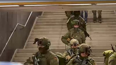 German Armed Forces special unit trains in Berlin underground