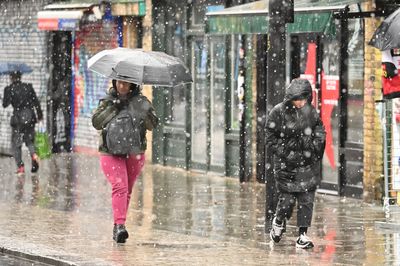Snow in London! Wintry showers fall across capital sending Londoners into frenzy