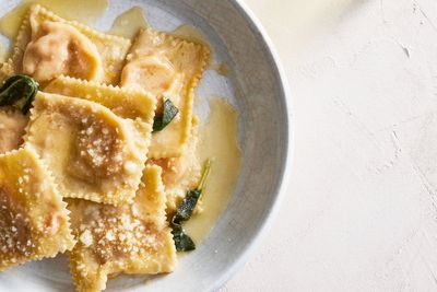 Lidia Bastianich's recipe for Pumpkin Ravioli, a fall dish using butternut squash