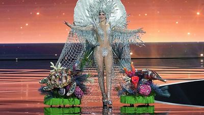 Miss Universe contestants showcase national costumes on stage