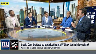 ESPN Still Talking About Cam Skattebo's Brief Pretend Shoving Match on WWE Raw