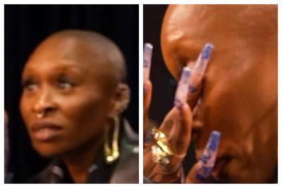 Cynthia Erivo cries as she surprises students at her old London school
