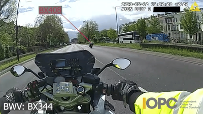 Moment Met police protection rider cleared of causing death by dangerous driving hits great-grandmother - as family set to sue