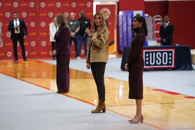 Melania Trump and Usha Vance silenced by microphone feedback during military base high school visit