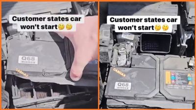 ‘Oh no’: Mechanic opens hood after customer says car won’t start, discovers battery did something he’s never seen before