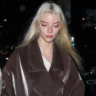 Anya Taylor-Joy Continues Her Enviable Coat Streak in a Glossy Chocolate Brown Robe
