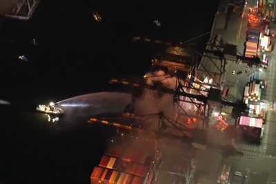 Crew evacuated safely after explosion ignites fire on ship at Los Angeles port
