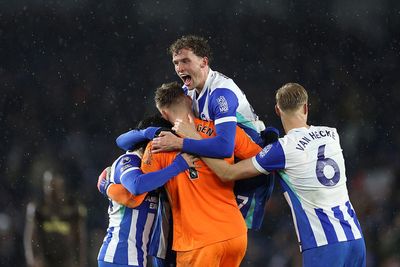 Late Bart Verbruggen penalty save helps Brighton to comeback victory over Brentford