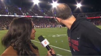 Andrew Luck Hilariously Leaves in Middle of Sideline Interview to Celebrate Stanford Touchdown