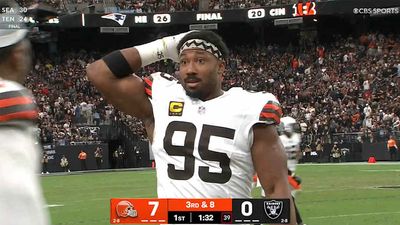 Myles Garrett Had Priceless Reaction to Shedeur Sanders's 53-Yard Dime for Browns