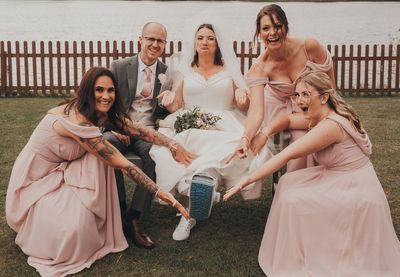 Heartbroken bride wears 'big robot foot' down the aisle after breaking both feet on hen do