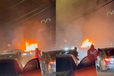 Couple brutalized as video shows gang ‘takeover’ of residential NYC street and car set ablaze: ‘Lucky he wasn’t killed’