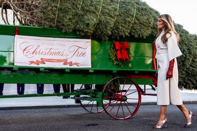 First lady Melania Trump welcomes White House Christmas tree