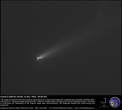 Astronomical Spectacle: Comet ATLAS Breaks Into Three Shining Fragments in November Sky