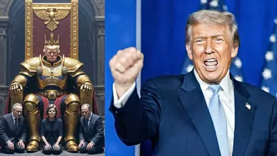 Donald Trump shares another AI image of himself sitting on a throne, but this time, he has a Nazi eagle behind him