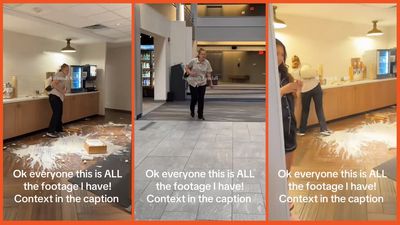 Hotel employee crashes out and goes on rampage after pulling all-nighter to set up breakfast only to be fired at the end of her shift