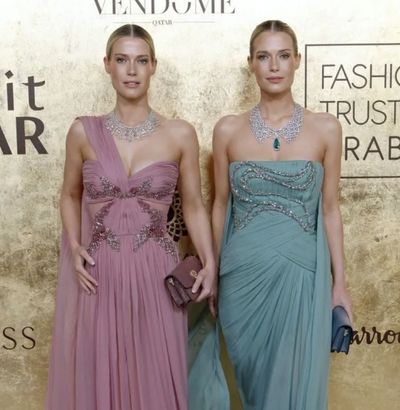 Princess Diana's Twin Nieces Bring Princess Jasmine Energy to Qatar in Dreamy Pastel Gowns and Piles of Chopard Diamonds