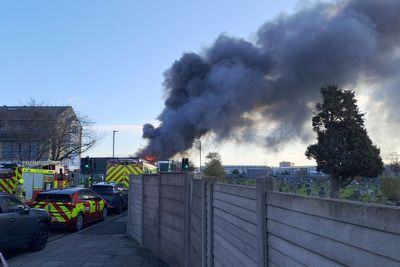 Major incident declared after fire breaks out at London warehouse ‘containing fireworks’