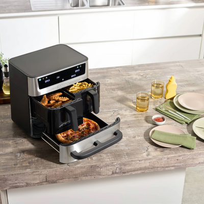 This genius tri-zone air fryer was made for households where everyone wants a different dinner – it even features a dedicated pizza zone