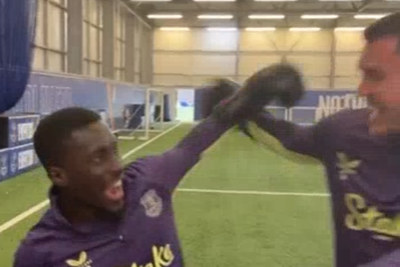 Everton’s Idrissa Gueye and Michael Keane hold training ground boxing match after mid-game scuffle
