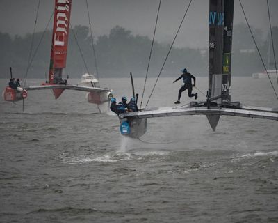 Green days: Ben Ainslie’s new team lead the way on and out of the water