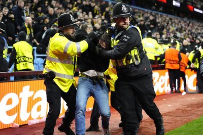 Two away fans arrested after broken seats thrown during Villa Park disorder