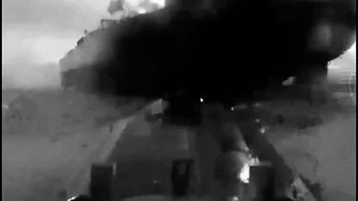 Ukraine releases video showing moment naval drones striking Russian oil tankers in the Black Sea