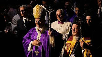 Pope Leo XIV celebrates Mass at the Volkswagen Arena in Turkey