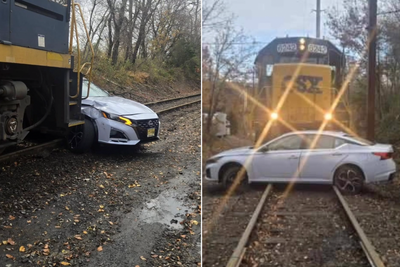 Woman survives after freight train collision pushes her car nearly 500 yards