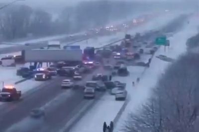 Huge 45 vehicle pile-up in Indiana after cars slide on ice in ‘largest wreck firefighters have ever seen’