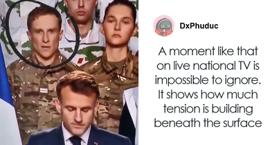 “Everyone Felt It”: Conspiracy Theorists Go Wild Over Clip Of Soldier During Presidential Speech