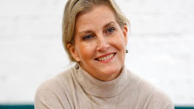 Duchess Sophie just nailed winter neutrals with toasted pecan knee-highs and cosy knitted dress