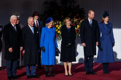 The Queen and Princess of Wales break royal protocol in matching blue outfits for German state visit