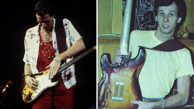 “When we were finished gouging it with screwdrivers, spraying blops of paint on it, dragging it around the yard, and banging it on the driveway, we hung it up in a tree”: Adrian Belew on how he and Seymour Duncan made one of the first relic’d guitars