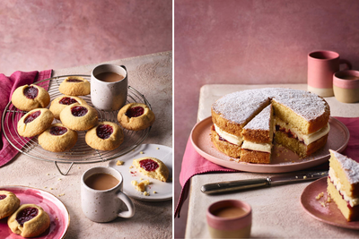 3 comforting jam-filled bakes - including a fluffy sponge, cute cookies and and a retro wagon wheel traybake