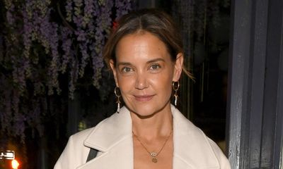 Katie Holmes' cognac satin slip skirt and lace-trimmed camisole are perfectly on-trend for party season