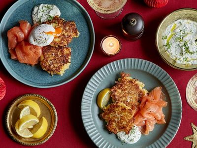 Potato rostis with smoked salmon and horseradish soured cream – recipe