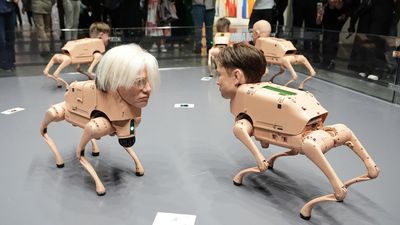 From Musk to Zuckerberg: Beeple's $100K Robot Dogs with Human Faces of Tech Moguls Poop Pictures