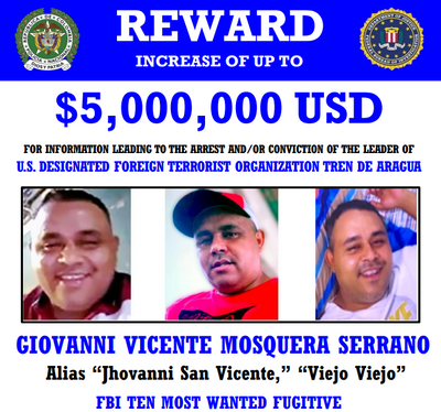U.S. Government Now Offering $5 Million For Senior Tren de Aragua Member 'El Viejo'