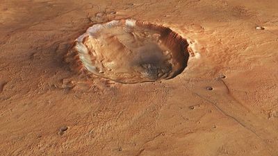 Mars orbiter sees 'butterfly' crater spread its wings on the Red Planet