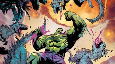 Hulk "smashes history" as he faces off with dinosaurs in his quest to defeat literally everything in a fight