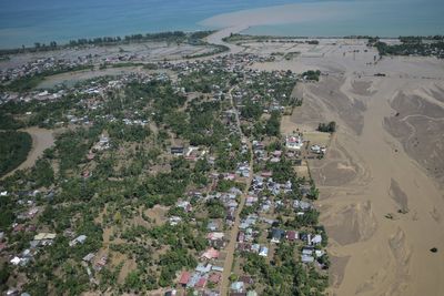 Aerial footage shows devastating aftermath of flooding in Indonesia